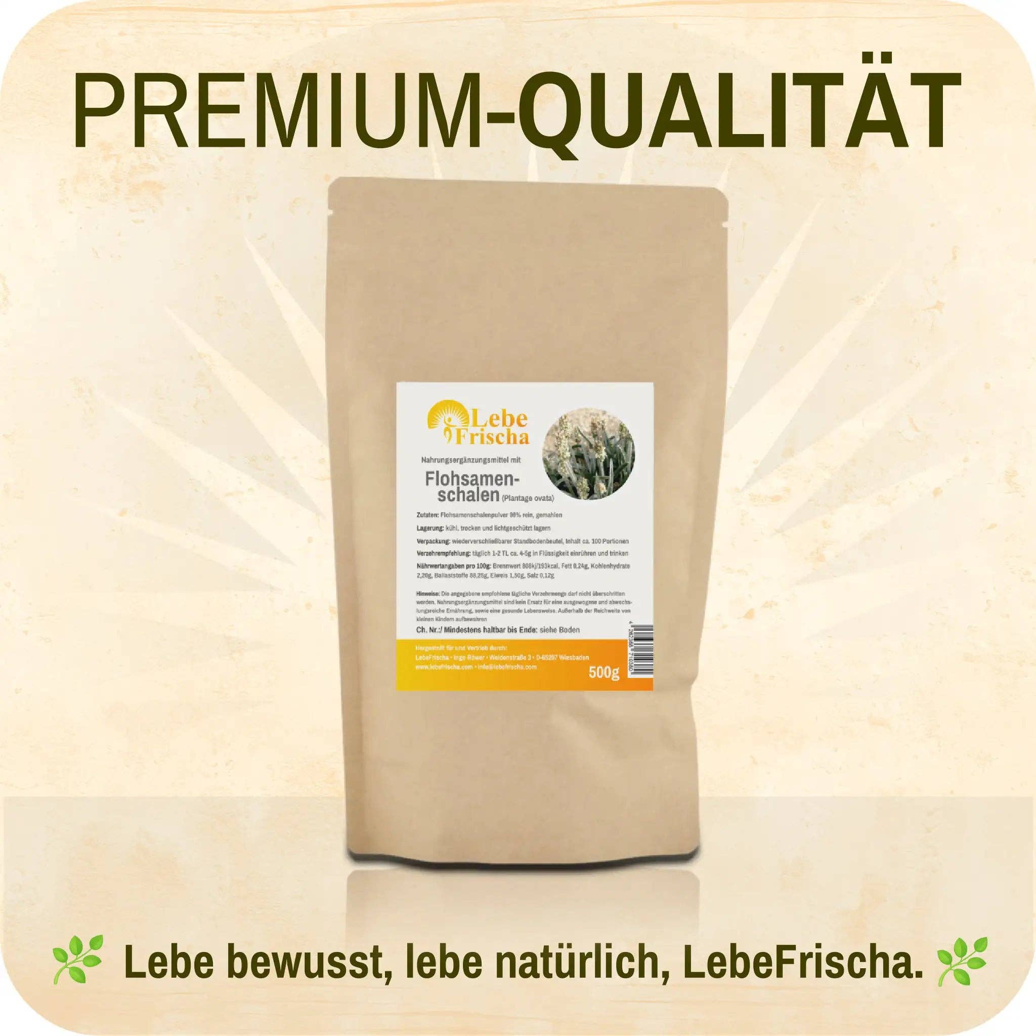 LebeFrischa - Vente Poudres protéinées/superaliments - LebeFrischa Poudre de téguments de psyllium pure fibres 99 % 500 g3