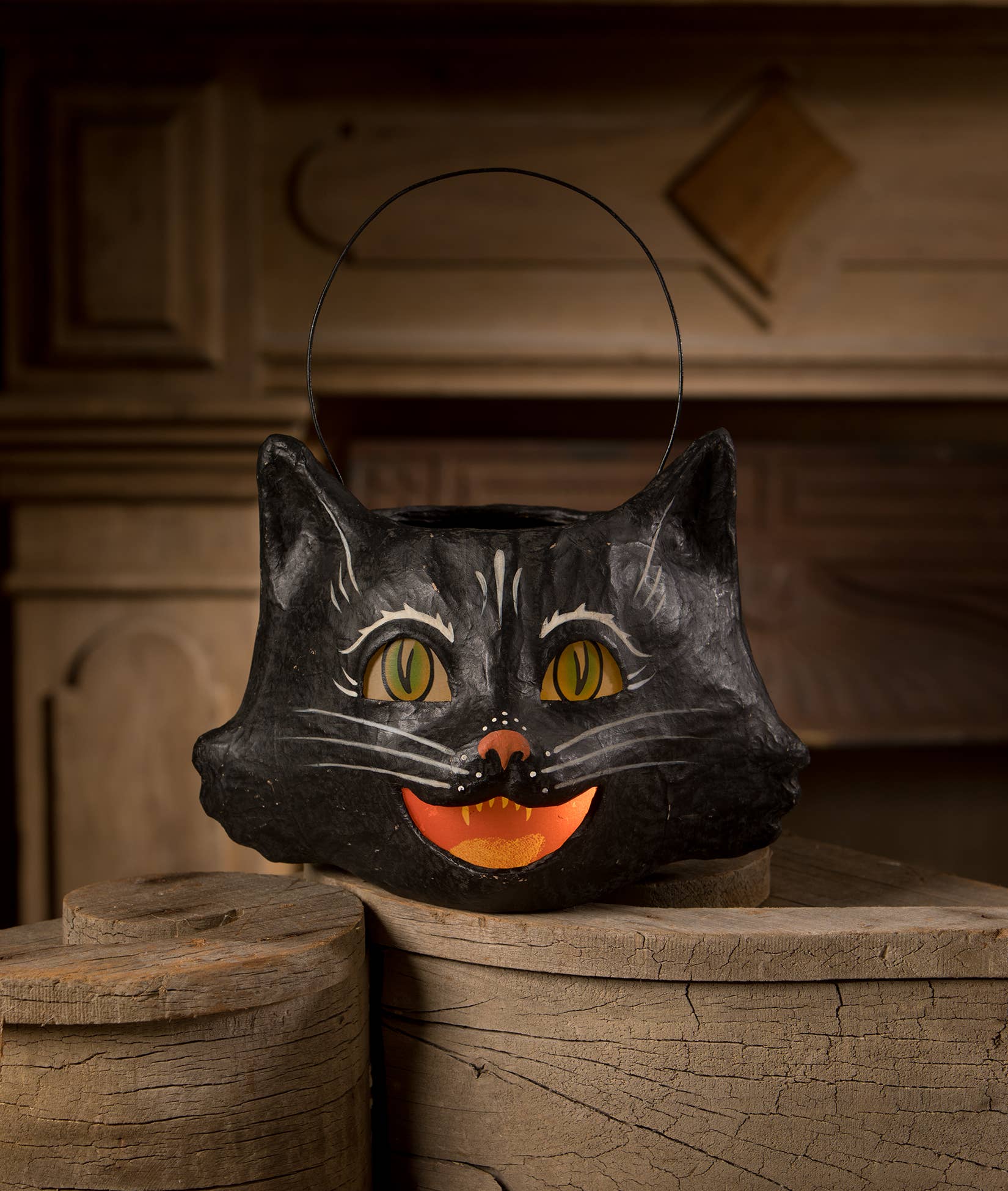 Bethany Lowe Designs - Wholesale Decorative Figurine - Amusing Black Cat Bucket Paper Mache0