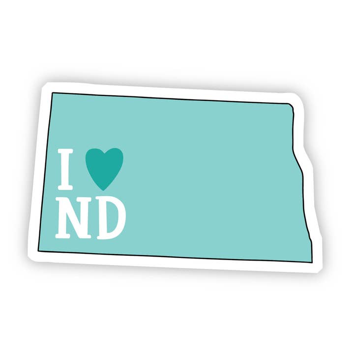 I Love North Dakota Teal Sticker for wholesale by Big Moods