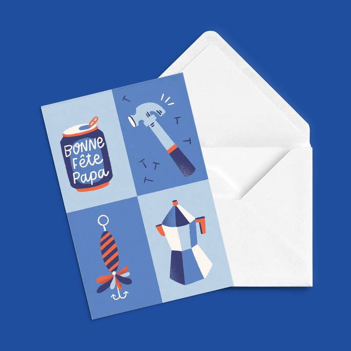 Carte de souhait 'Bonne fête Papa' for wholesale by Anne-Julie Dudemaine