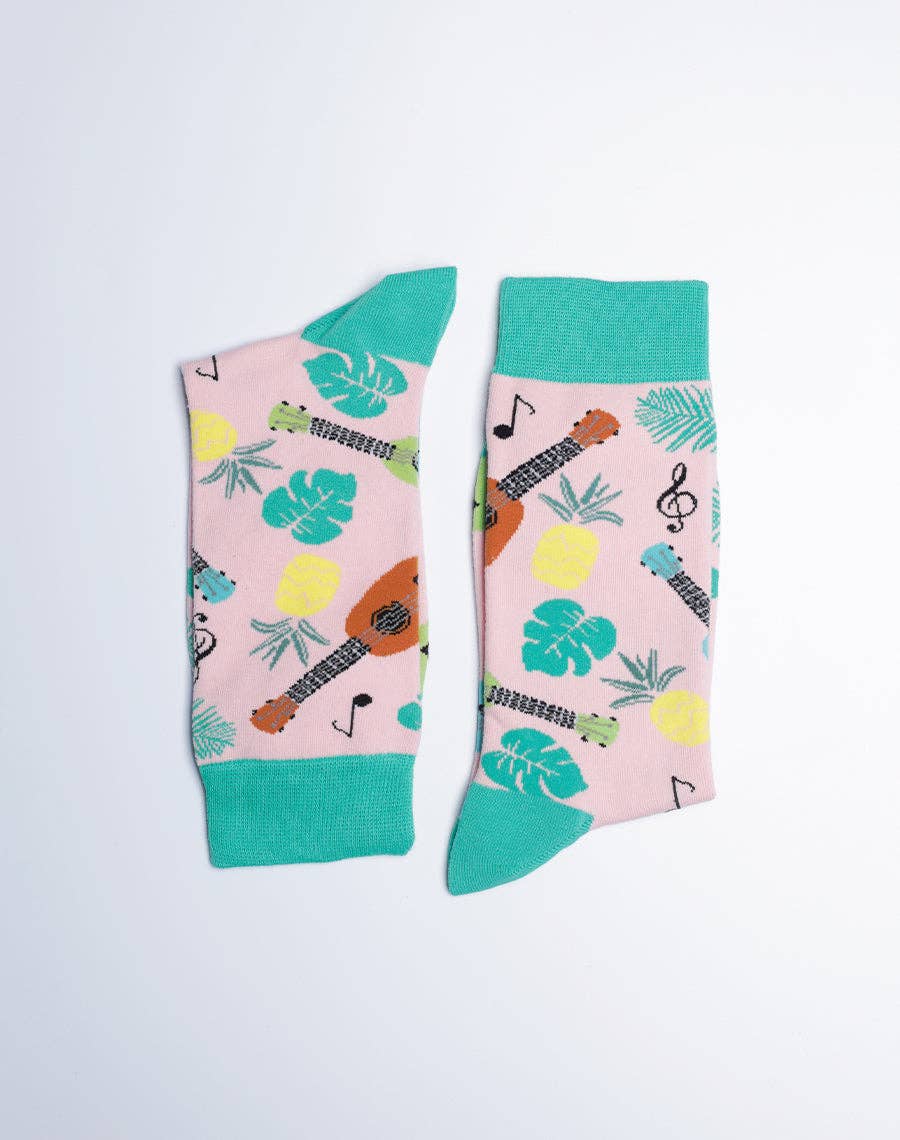 Just Fun Socks - Vente Chaussettes – femme - Chaussettes Tropical Ukulele Crew pour femmes3