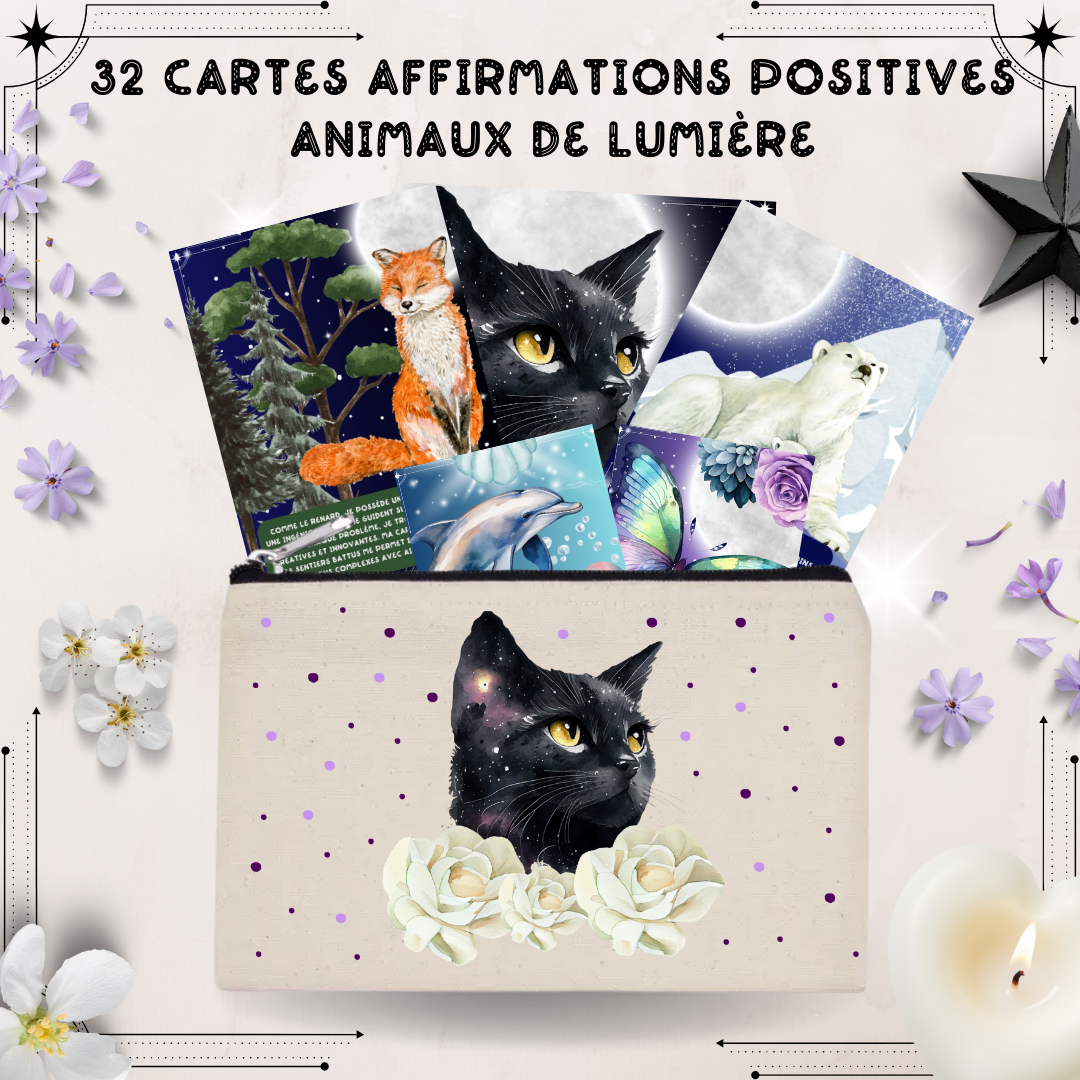 Les Moonettes - Venta al por mayor Cartas del tarot - Cartas de Afirmaciones Positivas Animales de Luz (32 cartas)1