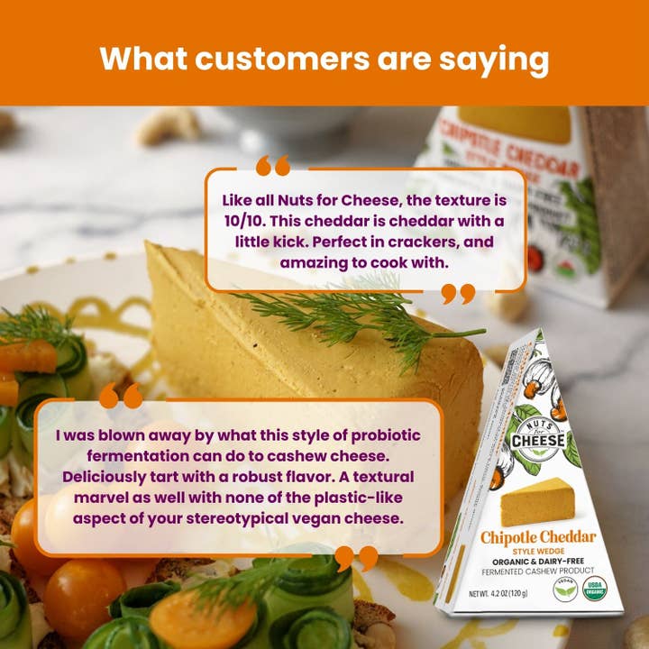 Nuts For Cheese - Wholesale Cheese - Chipotle Cheddar Style Cashew Cheese Wedge | Organic | Vegan