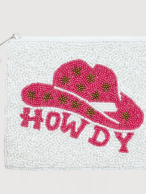 Howdy Cowboy Hat Beaded Pouch LAC-CP-1555 for wholesale by Ole