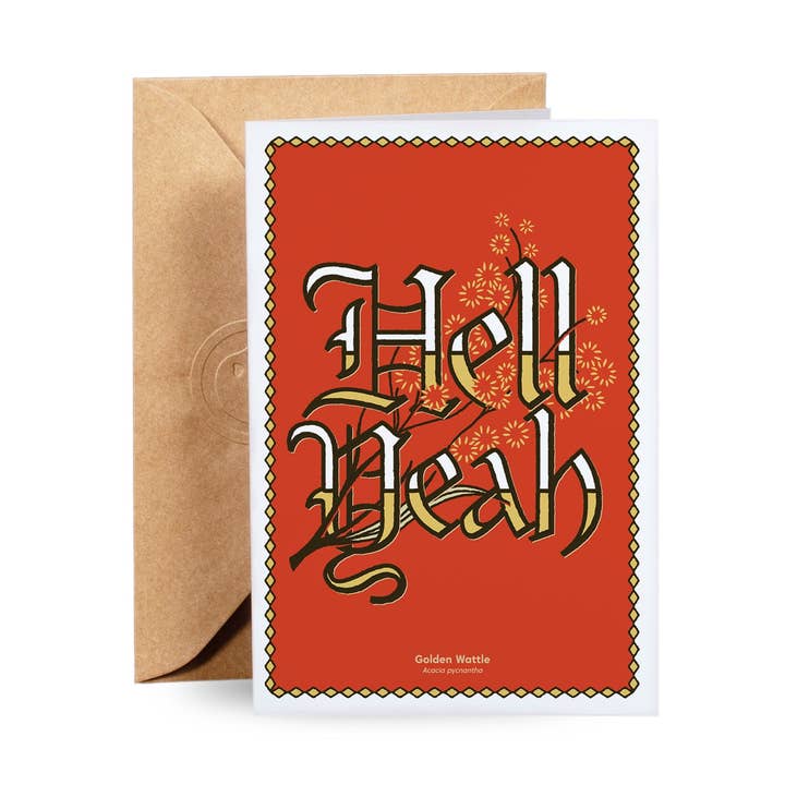 Hell Yeah Greeting Card for wholesale by Gold St. Press