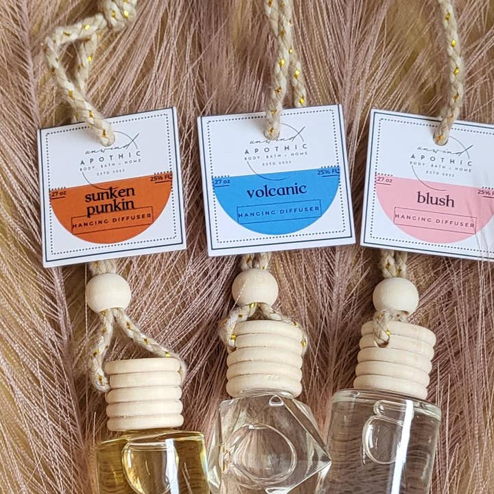 Unwind Apothic - Wholesale Air Freshener - Hanging Air Freshener - Car Deodorizer - Aromatherapy - Desk Freshener- Portable Air Reed Diffuser- Essential Oil Pendant - Perfume Ornament