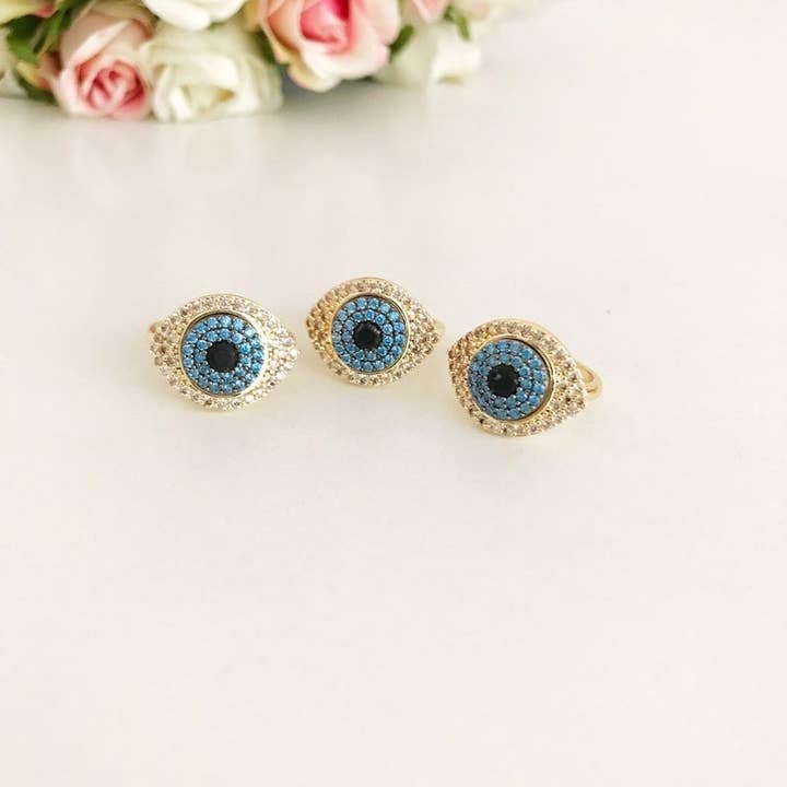 Evileyefavor - Venta al por mayor Anillos grandes/de cóctel - Anillo Ojo Turco Circonita