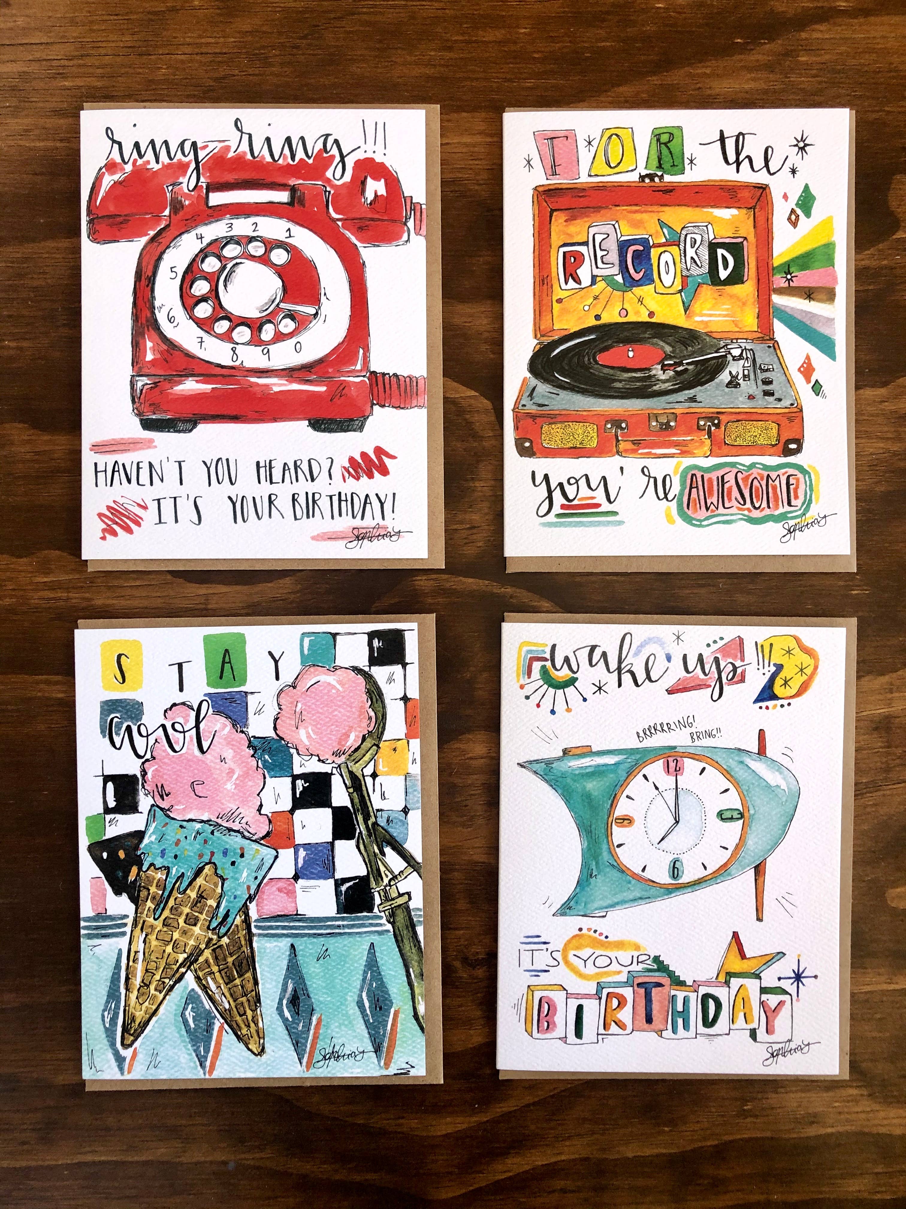 Sophia Lavrov - Wholesale Everyday Greeting Card - Record Player Watercolor Card - Sophia Lavrov2