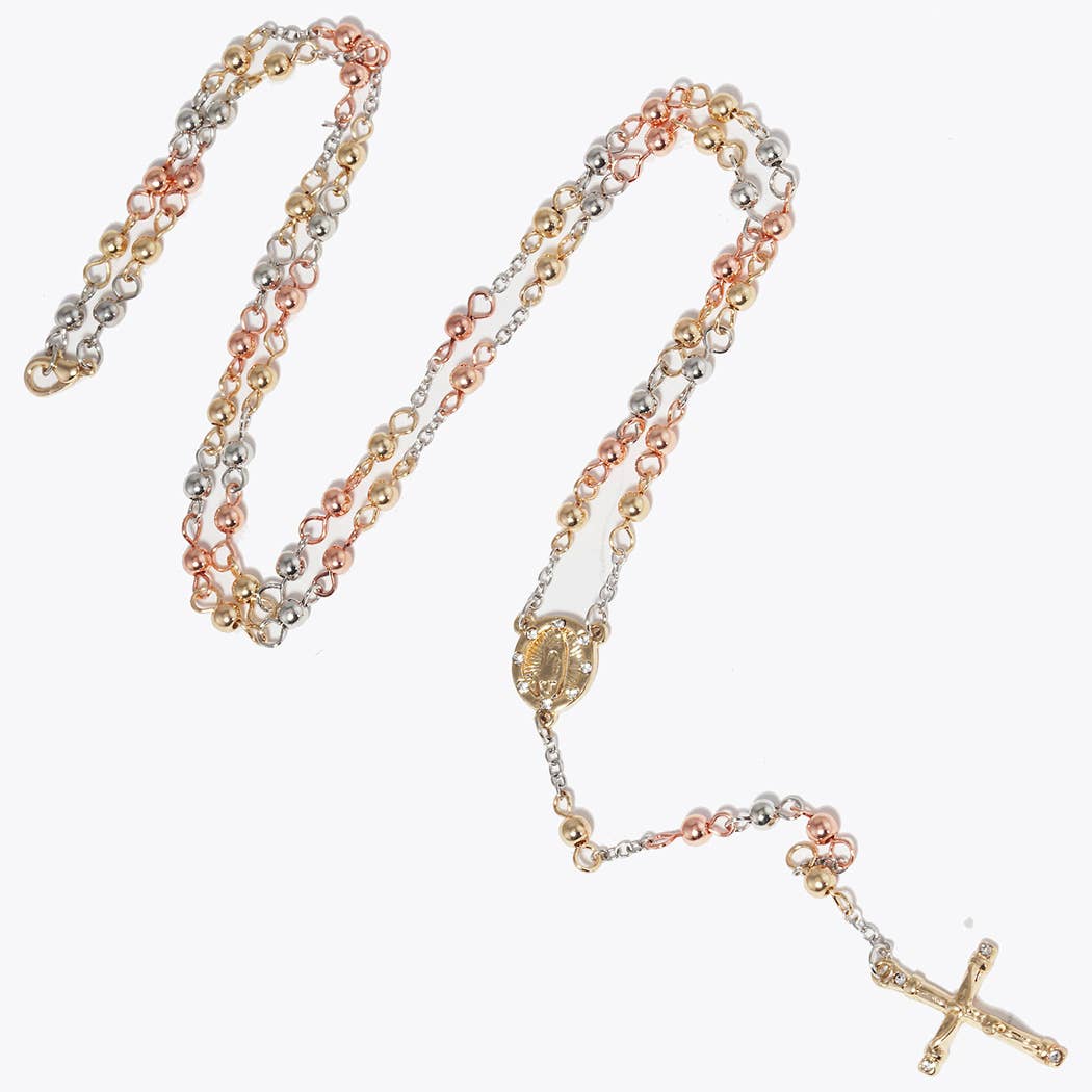 Fashion City - Wholesale Ketting met gebedskralen - Goudverguld rozenkransketting4