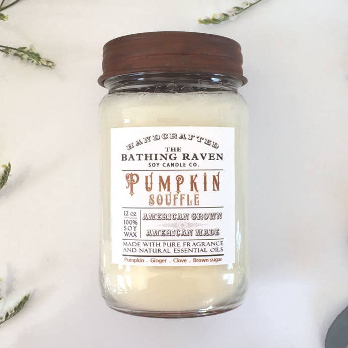 Pumpkin Souffle | Farmhouse Mason Collection Soy Candle for wholesale by The Bathing Raven Candle Co.