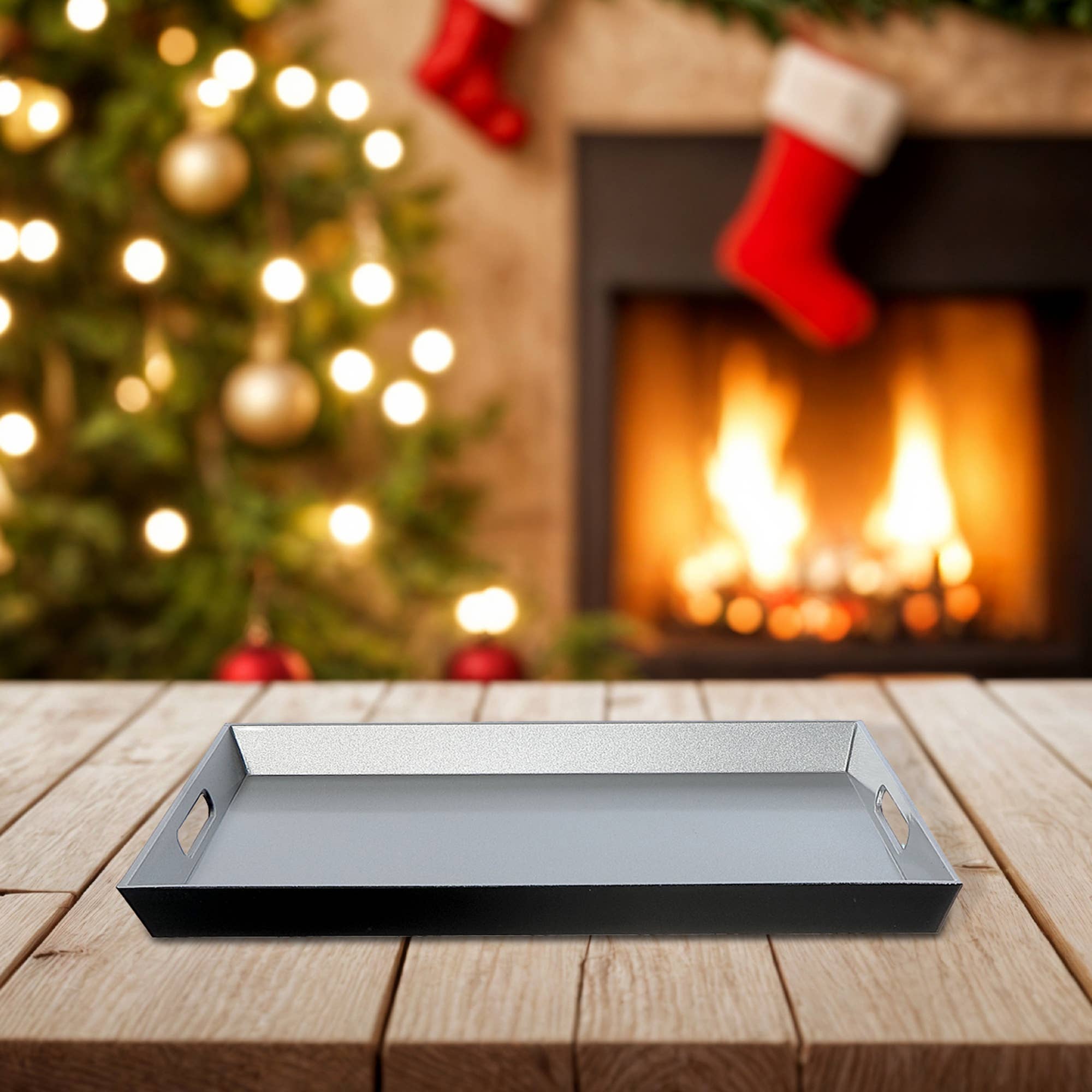 IH Casa Decor - Wholesale Serving Tray - RECT. SERVING TRAY WITH HANDLE (SILVER)1