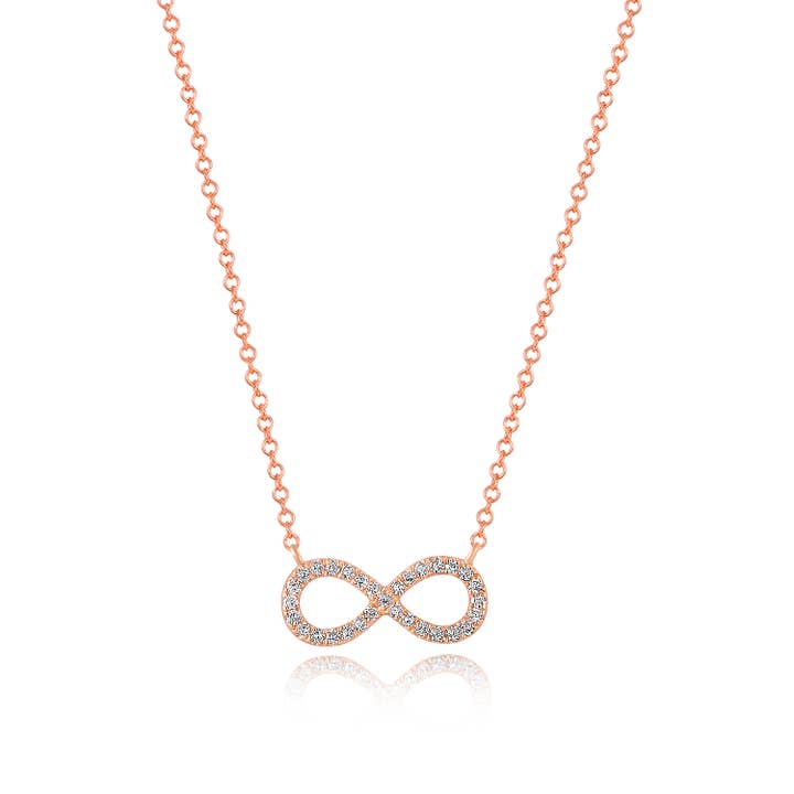 Collier Infinity en or rose 18 carats et diamants pour la vente par Leaf Jewelry