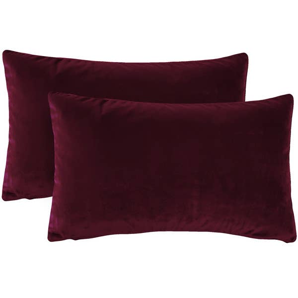 Francesca fløjlspudebetræk, 2-pak, 12x20", rødvin for engroshandel hos Pillow Decor