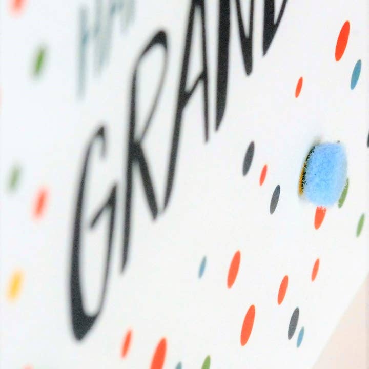 Claire Giles Ltd – Großhandel Geburtstagskarten – Geburtstagskarte, Dots, Happy Birthday, Opa, verziert mit bunten Pompons4