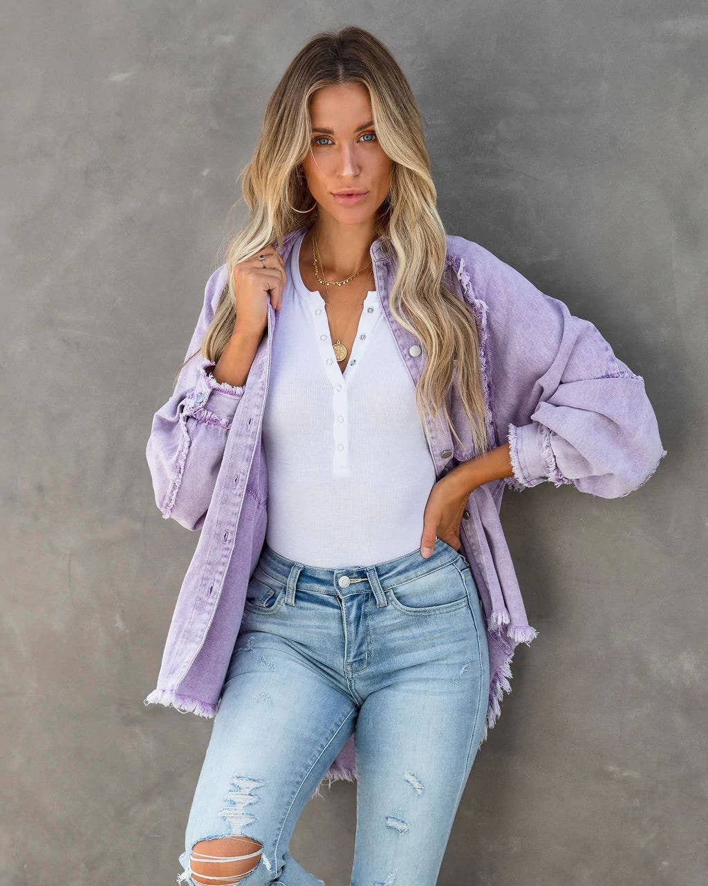 Sweetkama – Großhandel Hemdjacke/Shacket – Damen – Damenjacke mit langen Ärmeln in Uni-Farbe, Modell 5801320