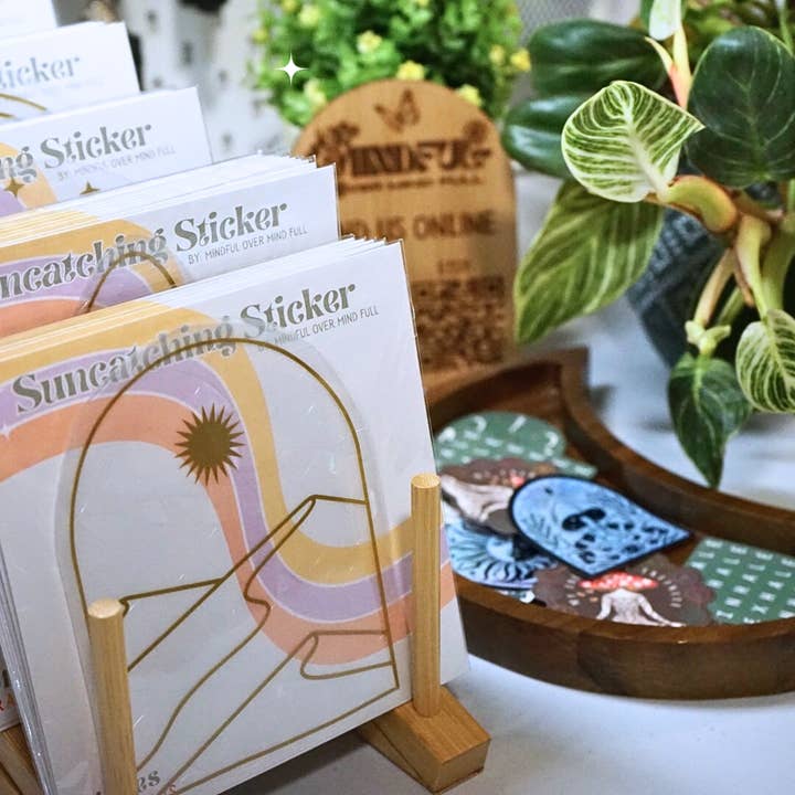 Mindful over Mind Full - Venta al por mayor Atrapasoles - Atrapasol de Montaña al Atardecer | Creador de Arcoíris | Adhesivo para Ventana5