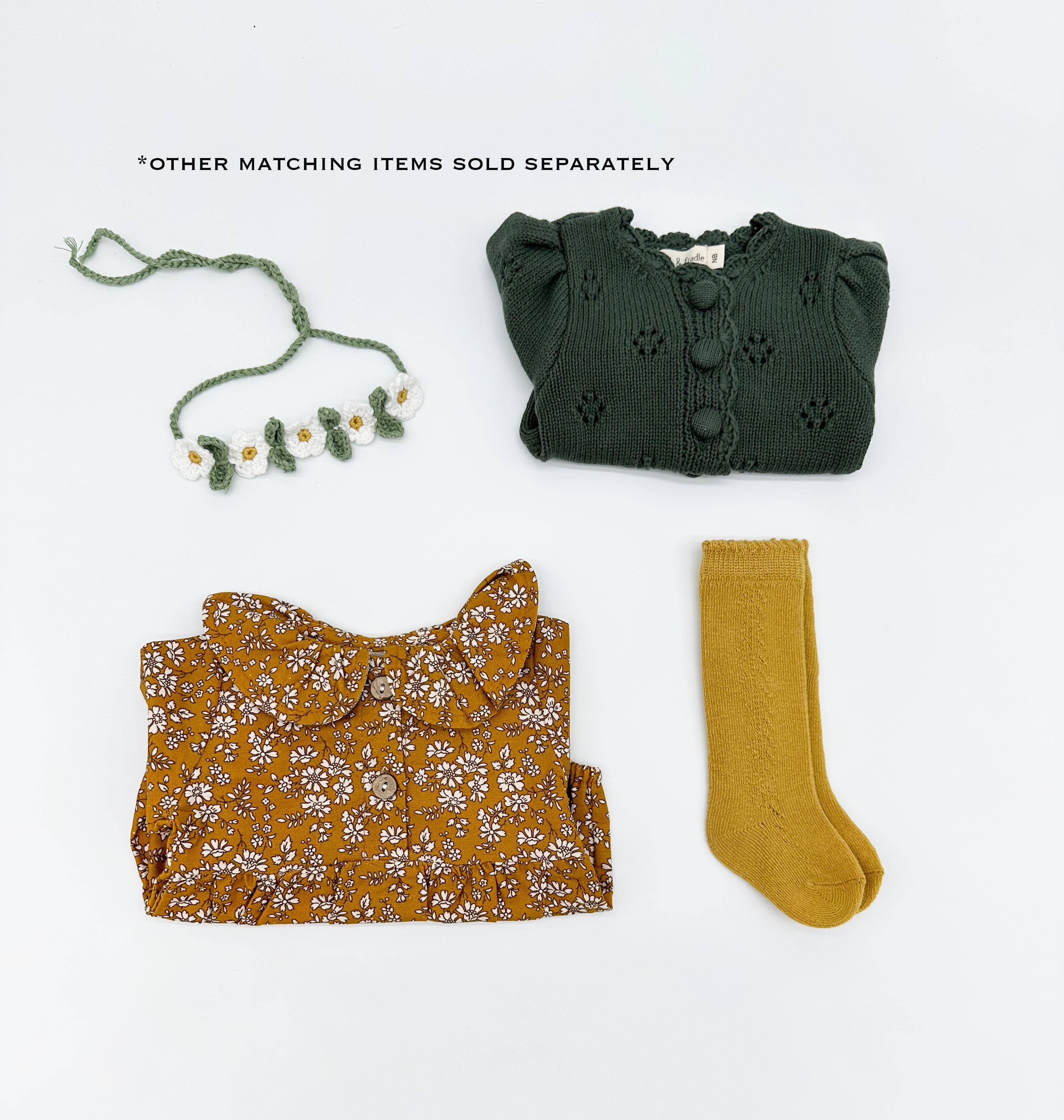 OLIVE & CRADLE – wholesale Klädesset - Baby – Senapsgul blommig romper-set8