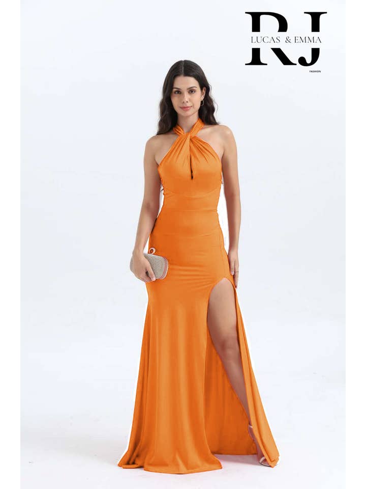 Lucas & Emma - Sarl RJ & co - Wholesale Gown - Women's - Long evening/cocktail dress with BALI collar 251246