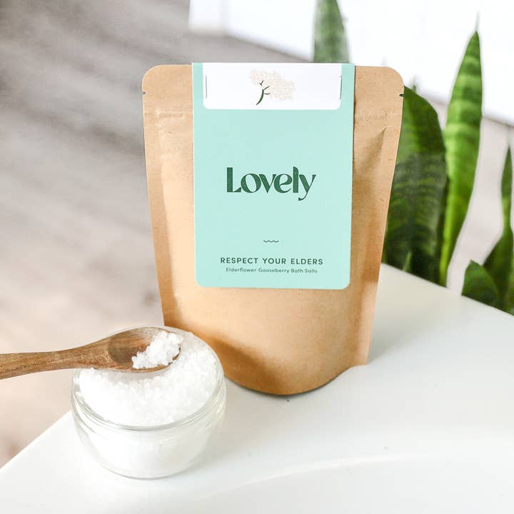 Lovely Skincare - Wholesale Bath Salts - Bath Salts - Respect Your Elders -Elderflower and Gooseberry