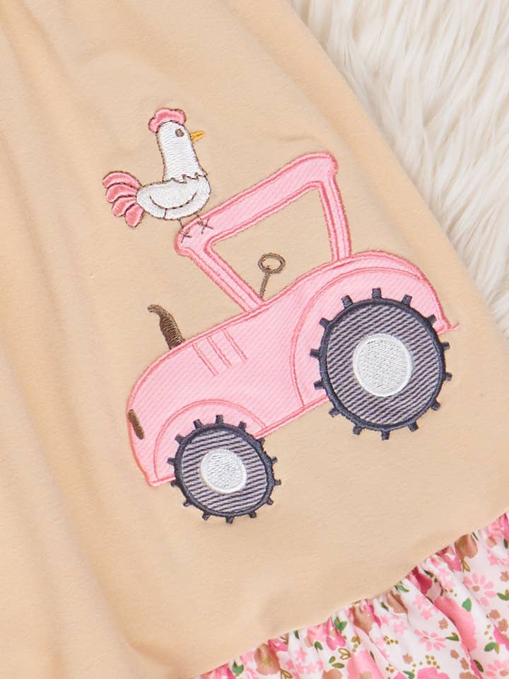 Marie Nicole Clothing - Wholesale Dress - Kids - Sweet Tractor Ride Floral Ruffle Dress