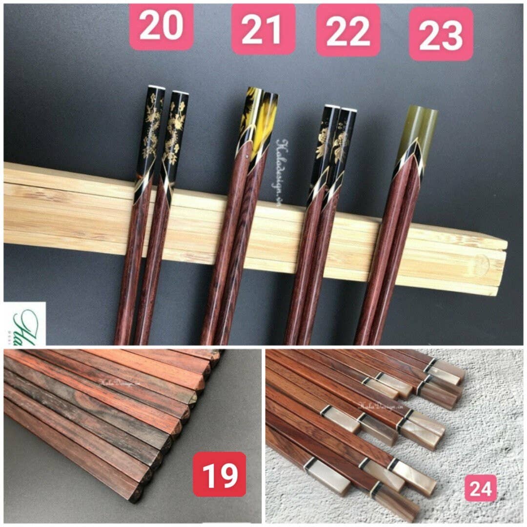 Hala Design - Wholesale Chopsticks - 01 Handmade Rosewood Chopstick Pair with Linen Cutlery Case3