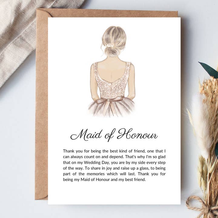 Boho Babe UK Studio – wholesale Bröllopskort – Brudtärna tryckt bröllop dikt - blond