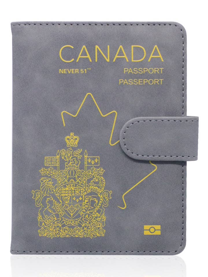 Passhållare med magnetspänne med logotyp Never 51-Grå för wholesale av Alantino