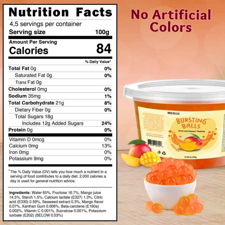 Syruvia - Wholesale Beverage Mix - 1 LB Mango Flavored Popping Boba1