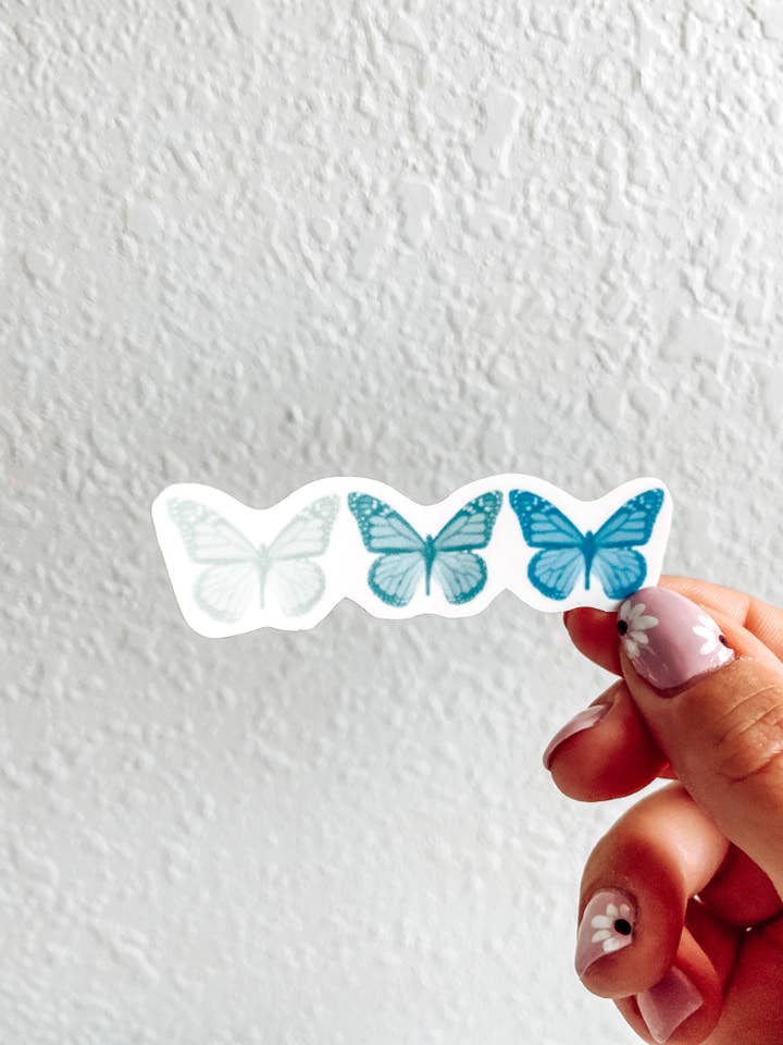 Butterfly Trio Sticker - Green / Blue for wholesale by Mel's Crafty Corner