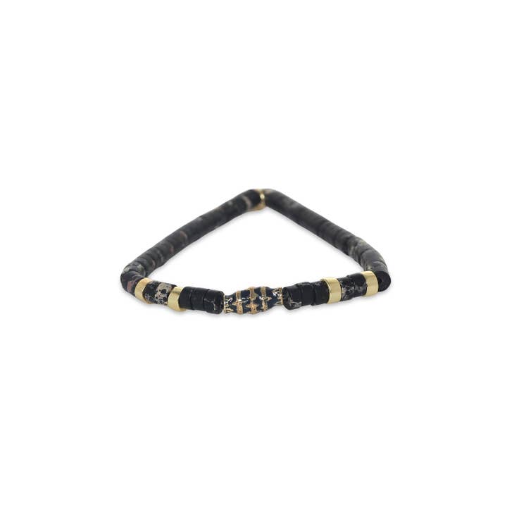 Pearl Trend-SAM stretch bracelet in black jasper impé for wholesale by Franck Herval