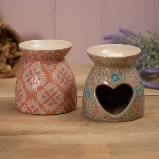 Stoneware Debossed Abstract Design 2 Asstd Wax Melt Burner for wholesale by Langs