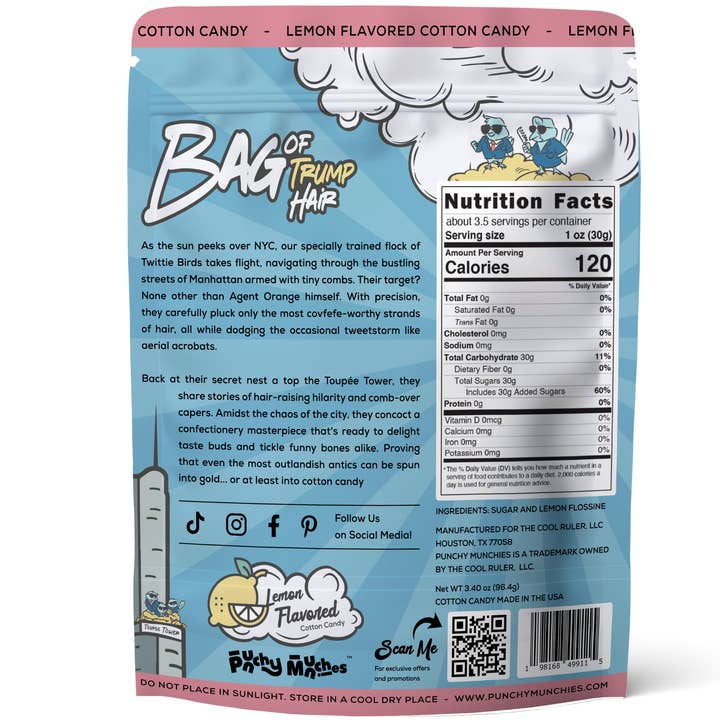 Punchy Munchies - Wholesale Cotton Candy - Bag of Trump Hair – Lemon-Flavored Cotton Candy