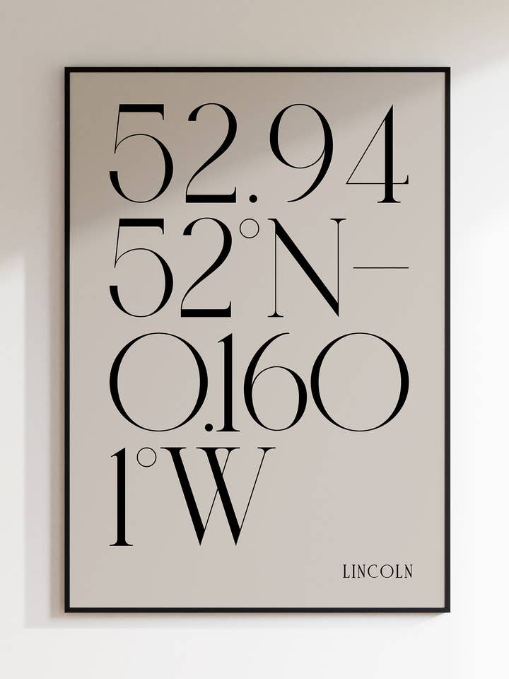 Lincoln City Minimal Coordinates Skriv ut städer Reseaffisch för wholesale av AballoneStudio