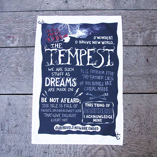 The Tempest Quotes Tea Towel for wholesale by The Globe Shop