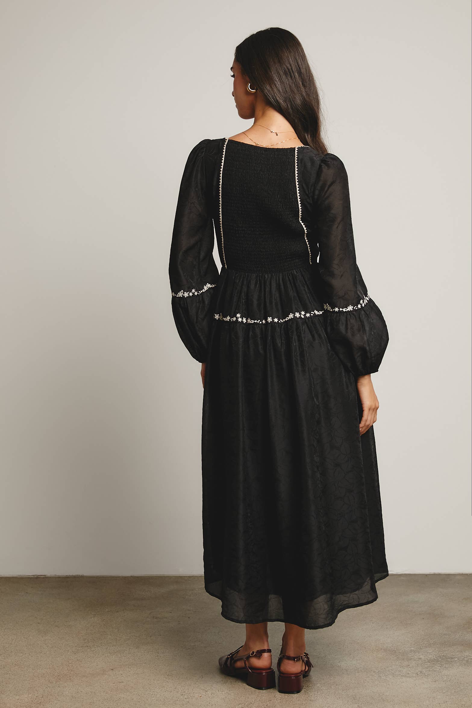 Black Floral Jacquard Corset Midi Dress FD0006 for wholesale on Faire11