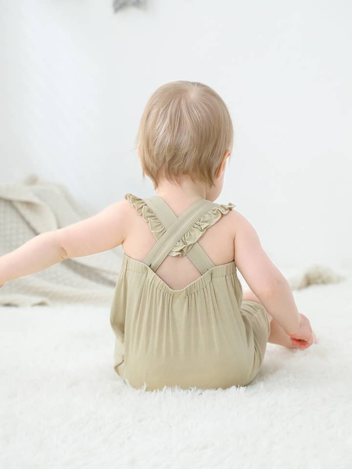 Bear's Little Fish - Vente Body (sans pieds) – bébé - Combinaison courte en bambou avec volants - Latte0
