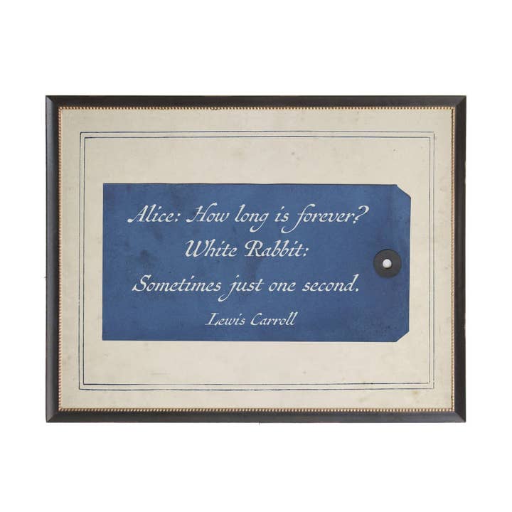 Lewis Carroll Alice Quote On Navy Tag for wholesale by Antique Curiosities Inc