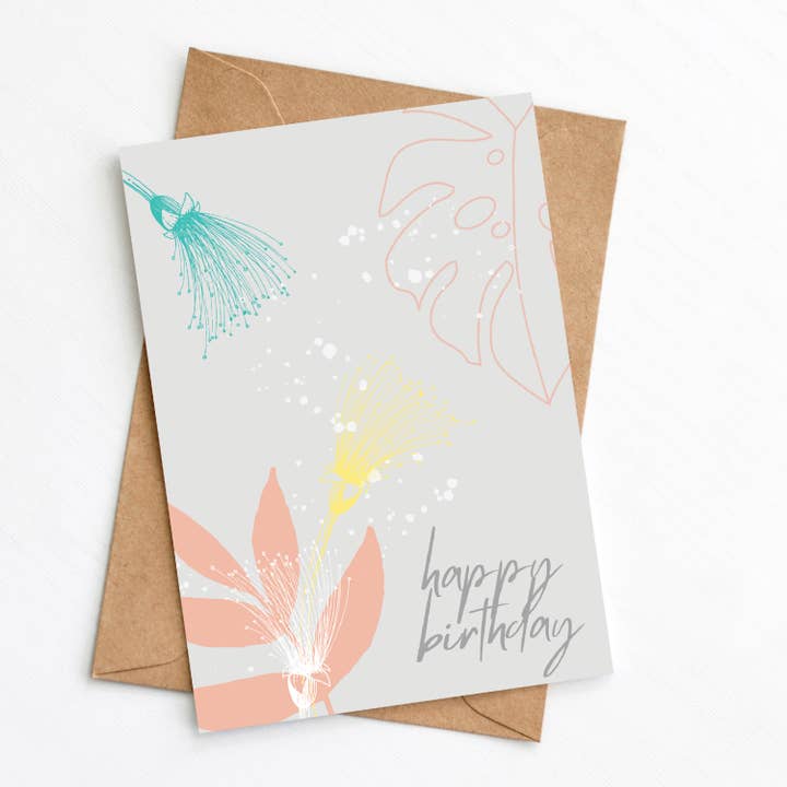 Modern Floral Birthday Card for wholesale by Greenwich Paper Studio