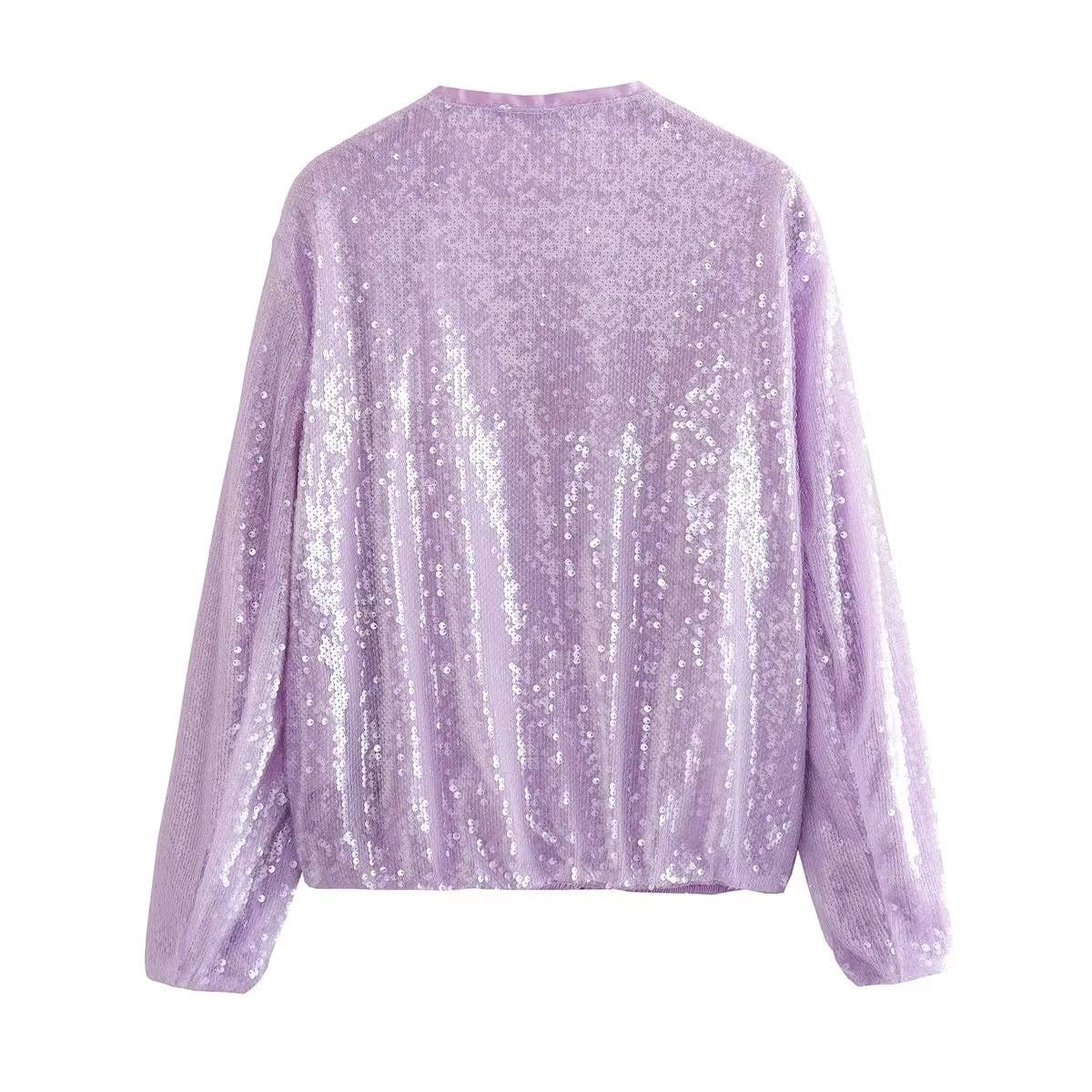 Sweetkama – wholesale Jacka - Dam – Sweetkama damjacka med paljetter, rund hals och långa ärmar2