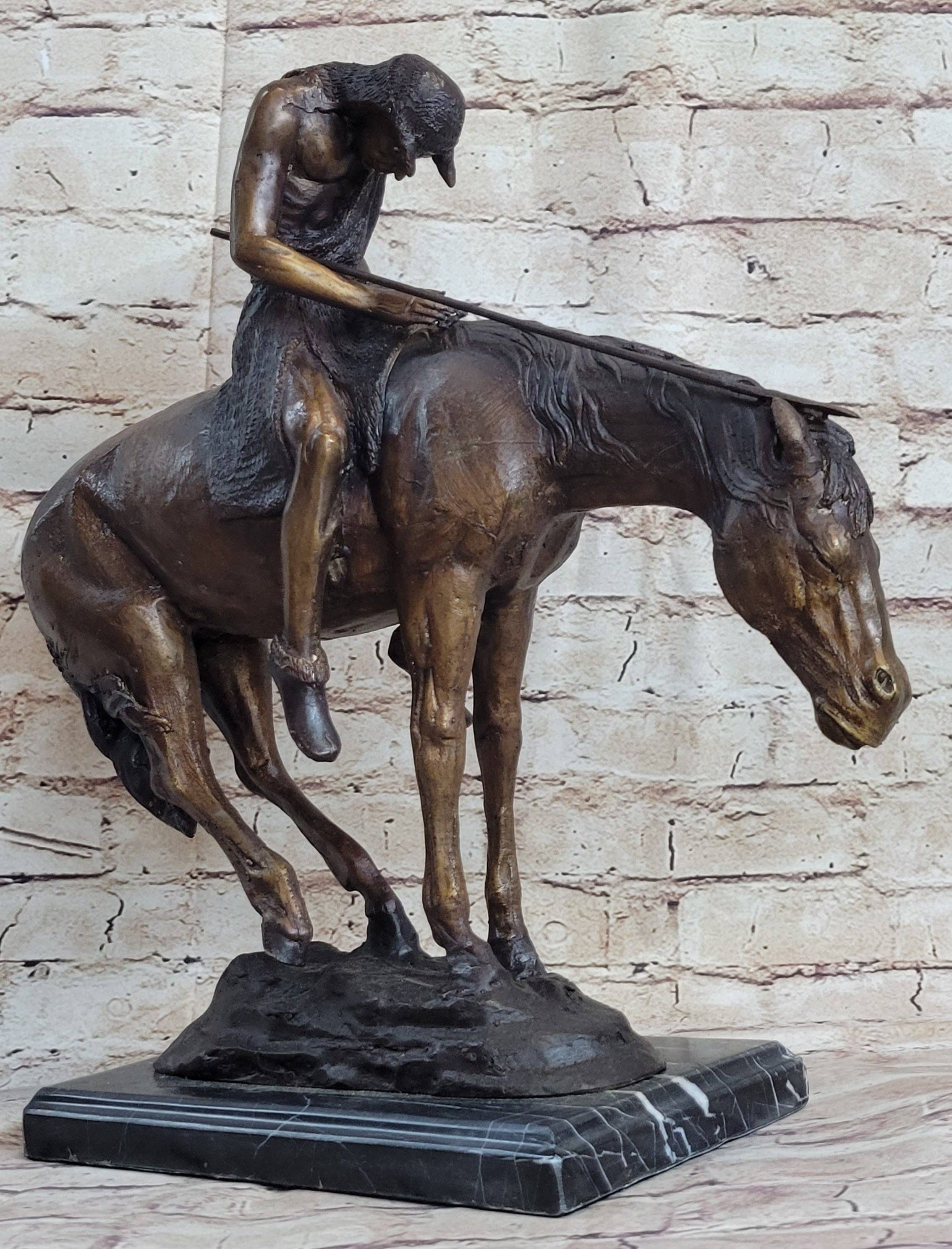 Bronzhaus - Wholesale Sculpture - End of the Trail by James Earle Fraser Bronze Statue Sculpture Western Native American0