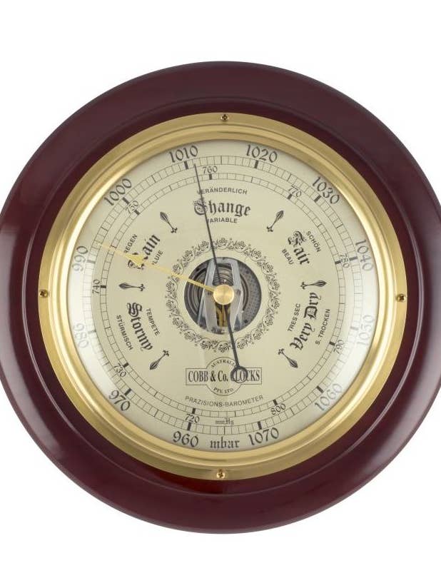 Round Barometer - Mahogany Gloss for wholesale by Cobb & Co