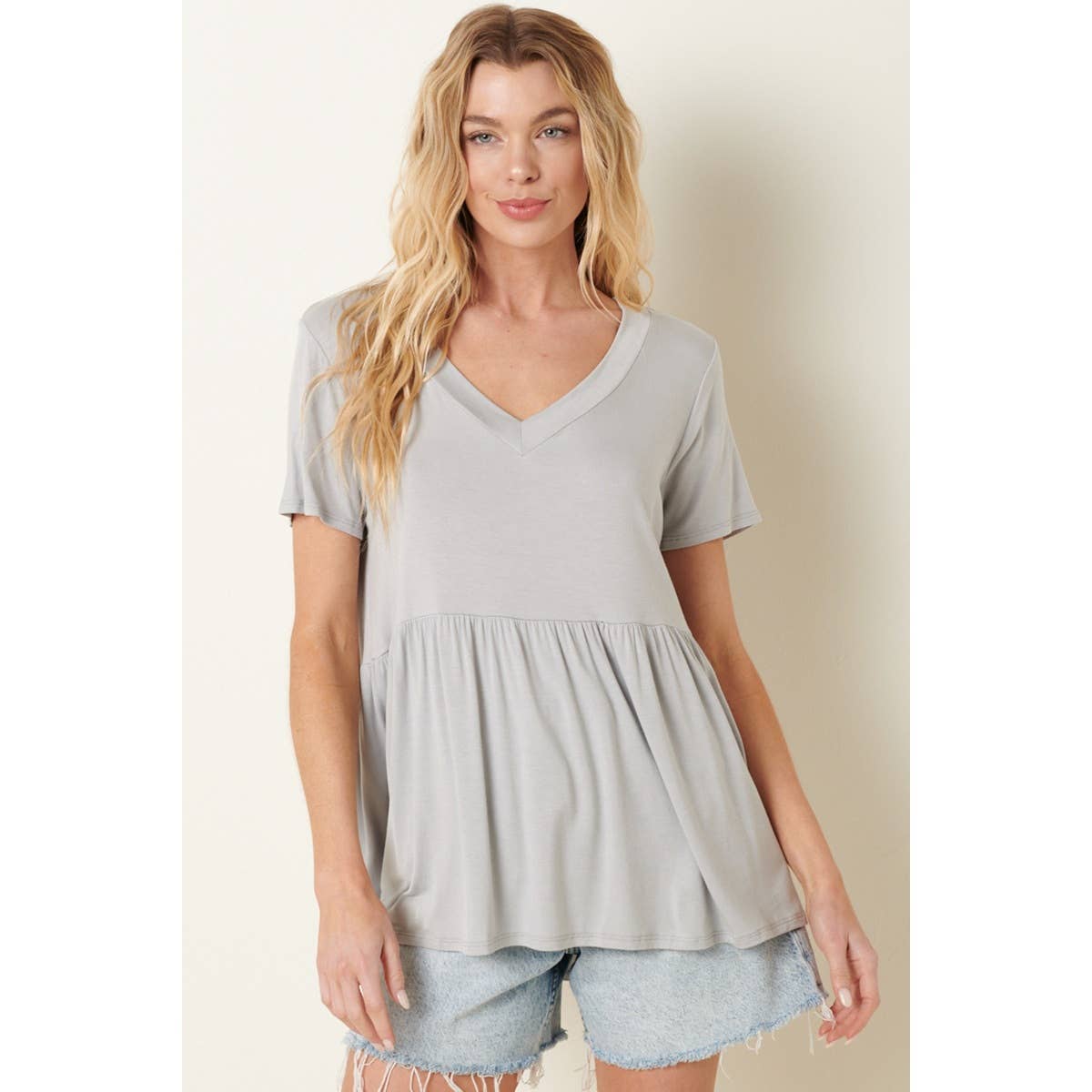 mittoshop - Wholesale Tunic - Women's - BT8128-BAMBOO V-NECK BABYDOLL TOP3