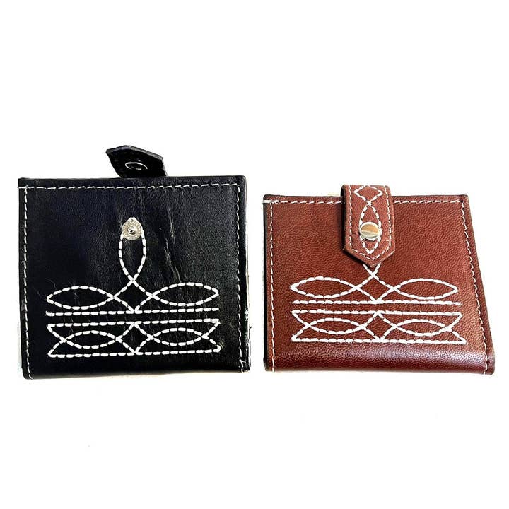 Snowing West - Wholesale Wallet - Women's - WESTERN GENUINE LEATHER BOOT STITCH BIFOLD WALLET3