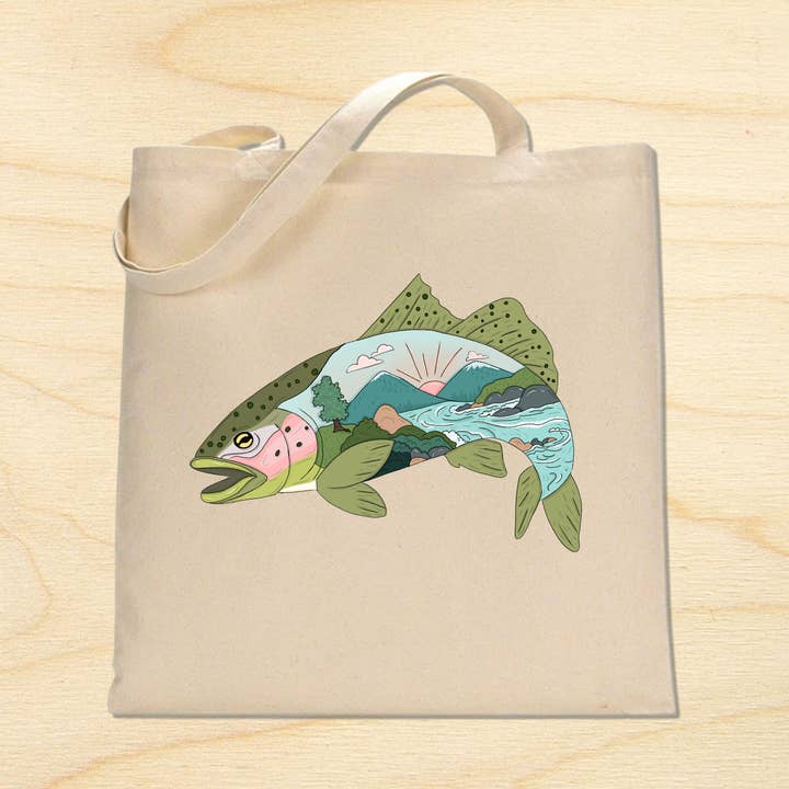 Sunset Fish Canvas Tote Bag for wholesale by KTF Design Co.