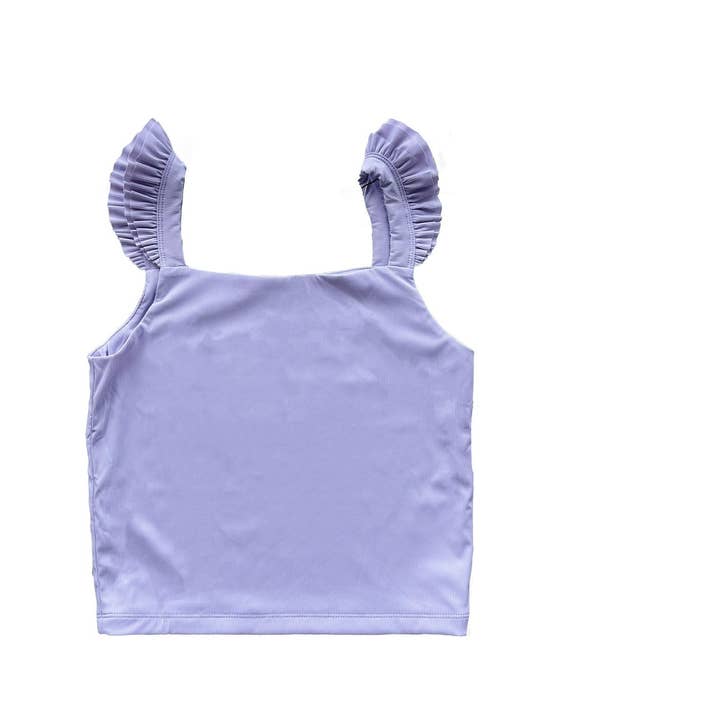 A43 Lavender Ruffle Strap Tank Top for wholesale by Little Olin