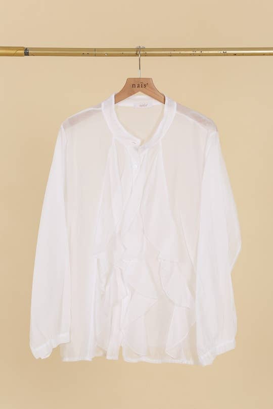 NAÏS PARIS – Engroshandel Bluse - Dame – Skjorte med knapper og flæser over brystet1