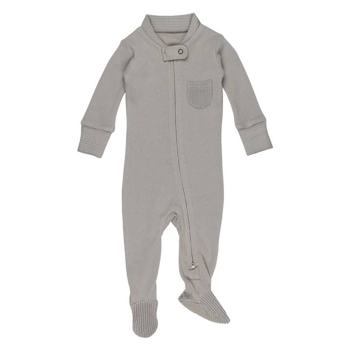 Fog | Organic Pique 2-Way Zipper Footie for wholesale by L'ovedbaby