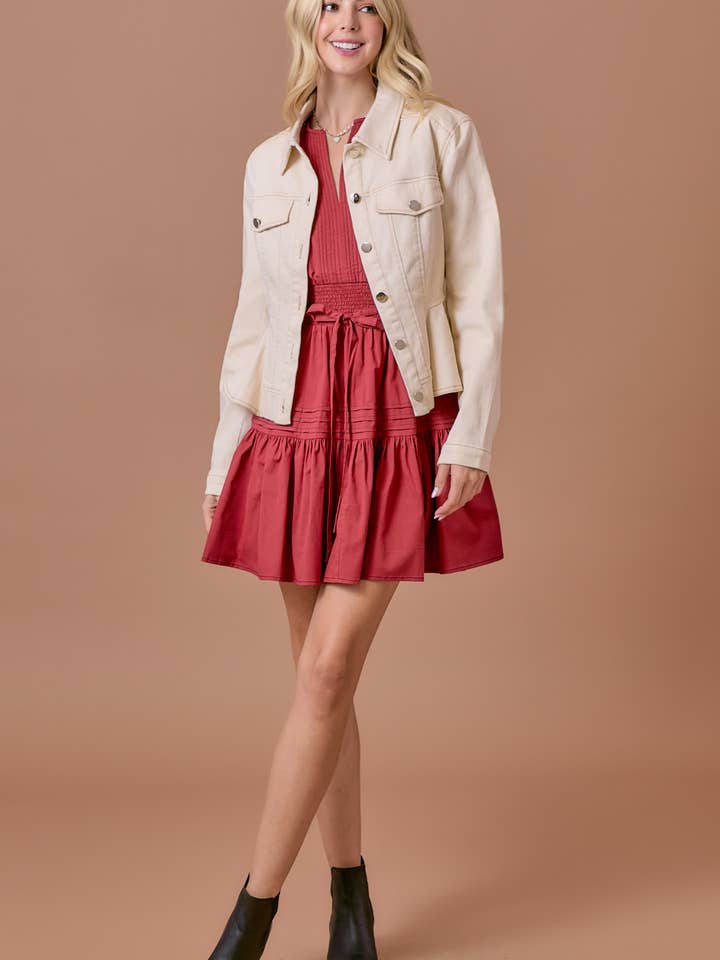 BABY PINK - Wholesale Jacket - Women's - Seamwork Peplum Stitchwork Jacket11