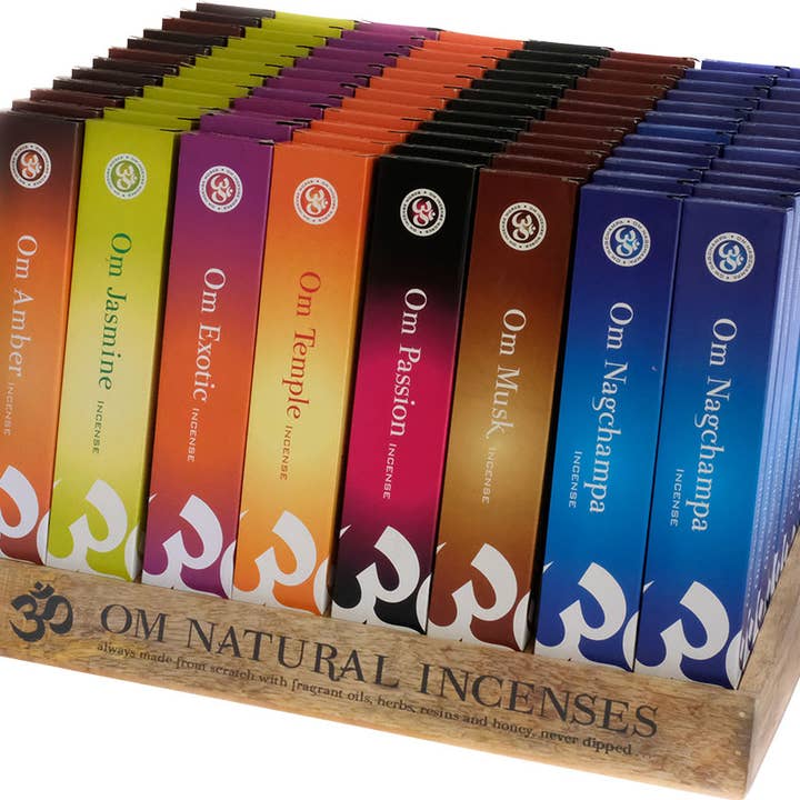 Om Incense Package #2 - 8 Asst'd Fragrances - 96 Boxes - 96 for wholesale by Kheops International