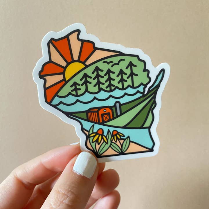 Bottlebrush Graphics – Cartão de saudação diária por atacado – Saudações do Wisconsin (Cartão + Adesivo Vinil!)2